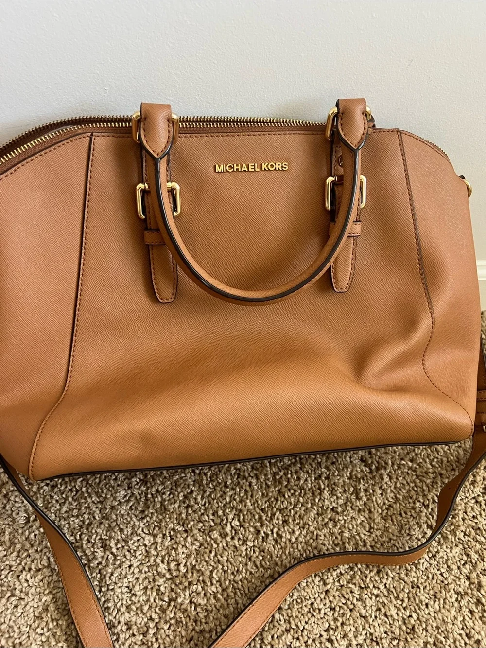 Michael Kors Cognac Brown Leather Purse & Matching Wallet - Picture 6 of 11